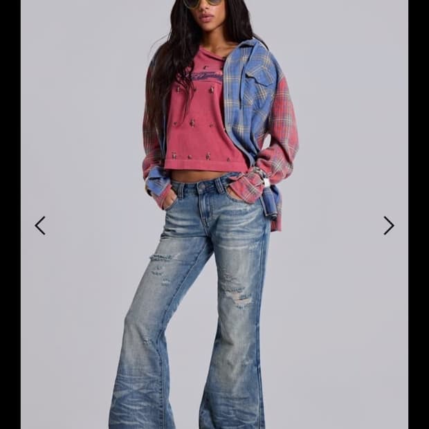 제이디드 런던 Mid Blue Distressed Creased Drif