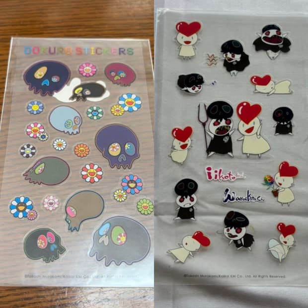 (2개/새상품)무라카미타카시 카이카이키키 해골유령플라워 스티커