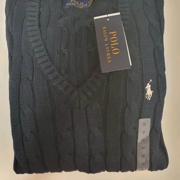 폴로 여성 브이넥 니트 네이비