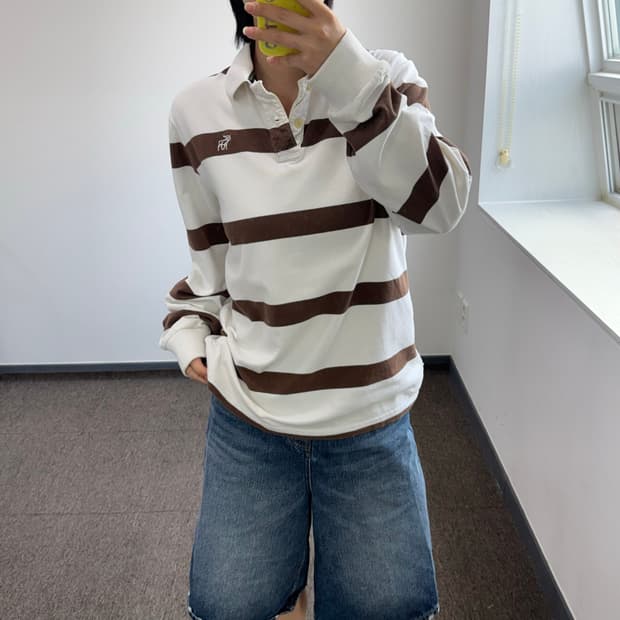 Abercrombie 아베크롬비 브라운 단가라 카라 롱슬리브