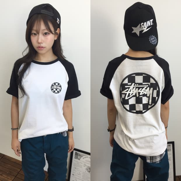 00s Stussy Checker Logo Raglan Shirt