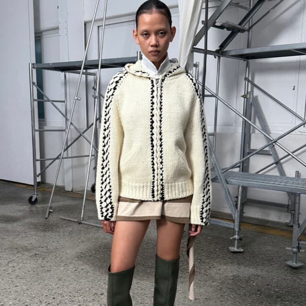 오픈와이와이 스티치 집업 니트 후디 