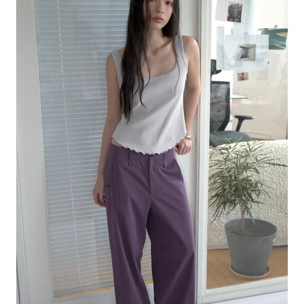 오버듀플레어 color wide pants berry perry S