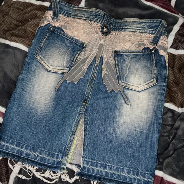 y2k 오네갸루 나비레이스 미디스커트