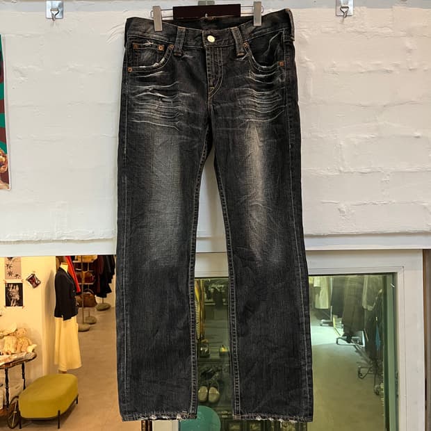 Levis 502 클래식 워싱 블랙 데님 진 34x32