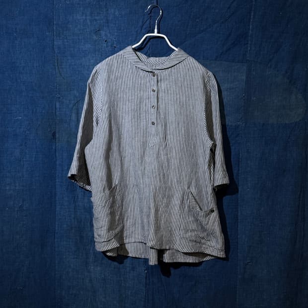 44-66 ) Japanese Vintage Stripe Blouse