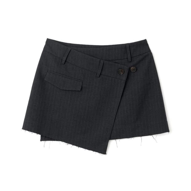 밀로우먼 슬래시 랩 미니 스커트 [차콜 그레이] M