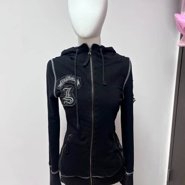 빈티지 슬림핏 펑크 후드집업 y2k그런지펑크일본빈티지