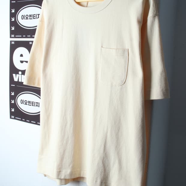 (L-XL) 논스탁 반팔 티셔츠 포켓 아이보리 무지-H34232
