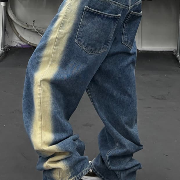 OY 워시드 와이드 데님팬츠