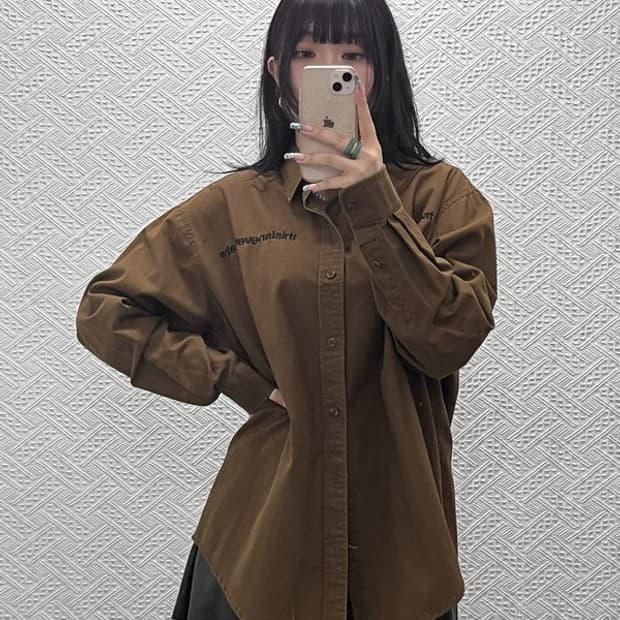 디스이즈네버댓 빈티지 캐주얼 레터링 초코브라우니 셔츠 S C12592