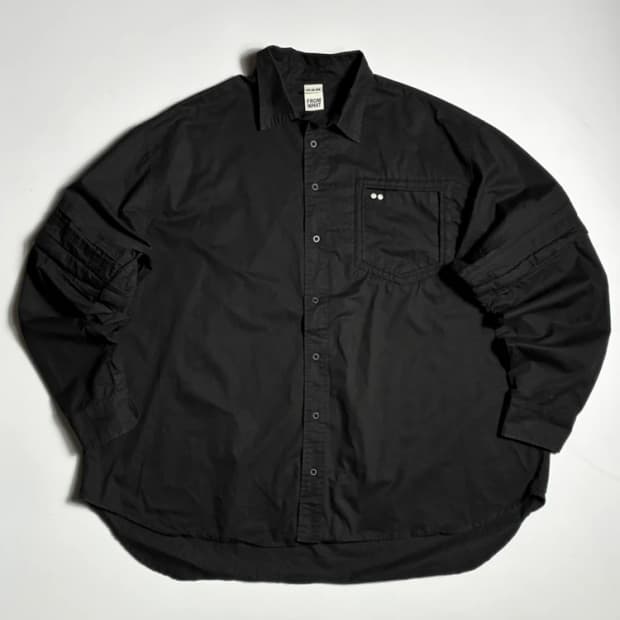 파아카이브 블랙 오버사이즈 디테쳐블 워크 셔츠 R3392