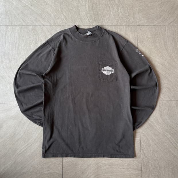90년대 미국 생산 할리데이비슨 블랙 긴팔 티셔츠