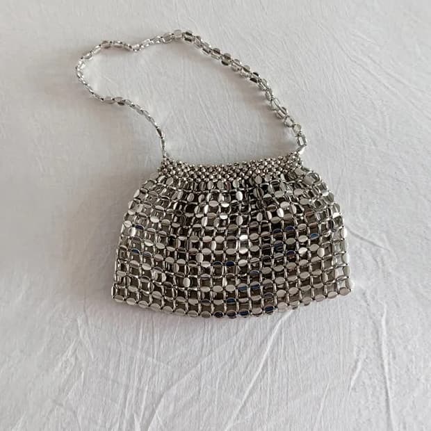 투데이앤드 체인 네트 그물백 실버백