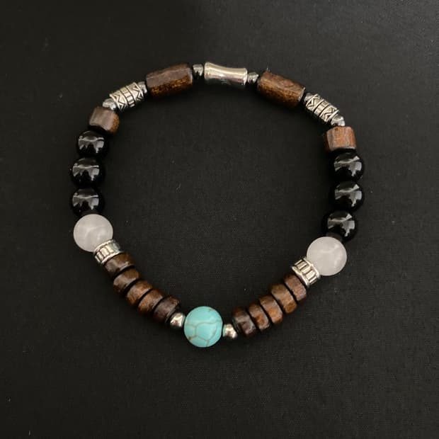 빈티지 천연석&우드 팔찌