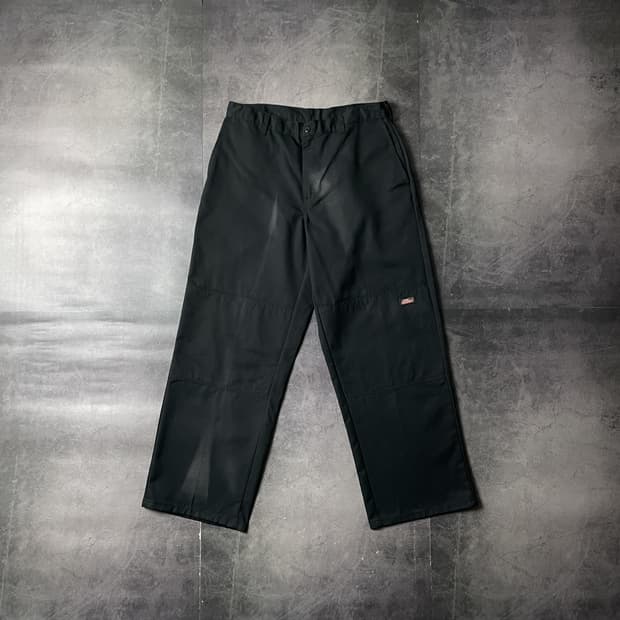 DICKIES 디키즈 빈티지 블랙 코튼 더블니 워크 팬츠 A00801