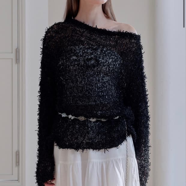 AFTERHOURS HAIRY ONE SHOULDER KNIT TOP