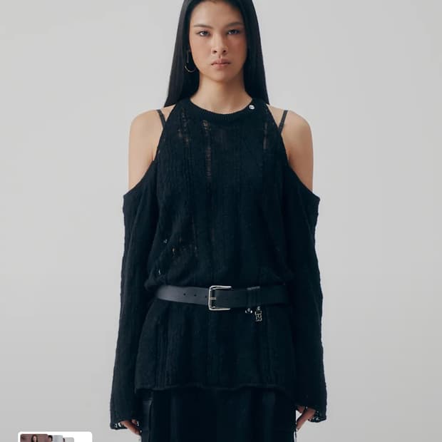 트리밍버드 오프숄더케이블니트/Off shoulder cable knit