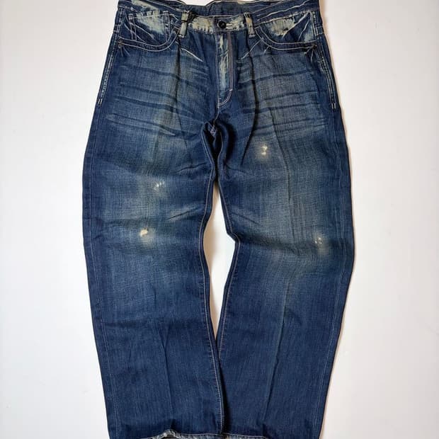 CK 00's 워싱 데미지드 와이드 데님 팬츠 PN9244