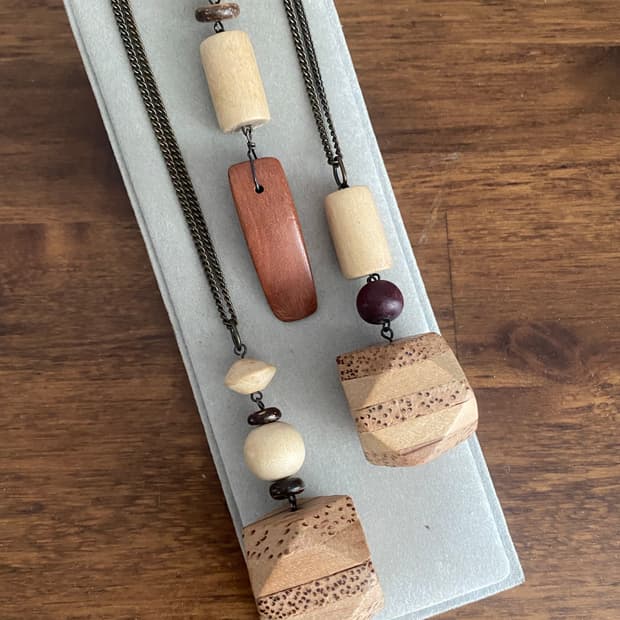 우드펜던트 롱체인 악세서리 목걸이(새제품)