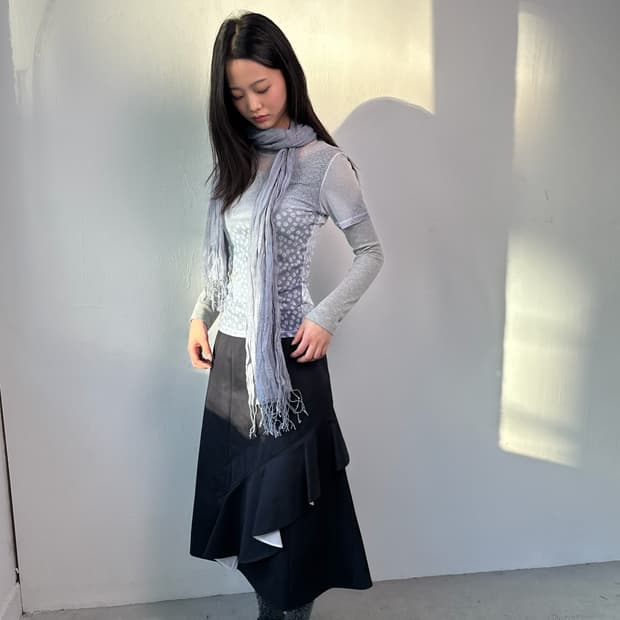 비대칭 드레이프 스커트