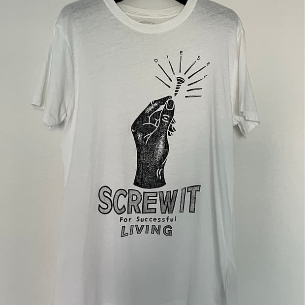 디젤 screw it printed t-shirt S