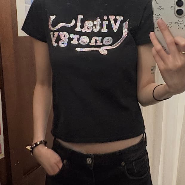 jpn vintage Sequin Detail T-shirt