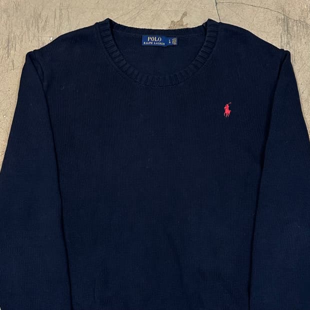 L 폴로랄프로렌 네이비 코튼 니트