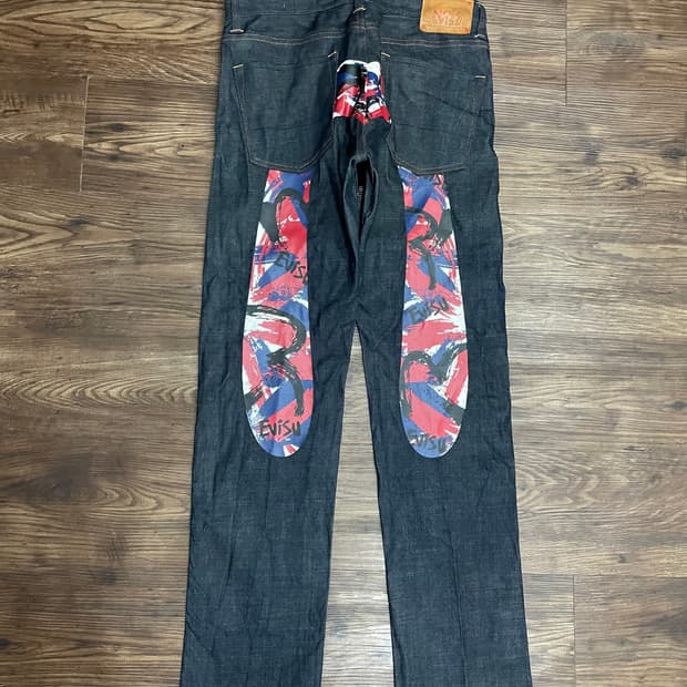 에비수 Evisu 빅 로고 셀비지 데님 