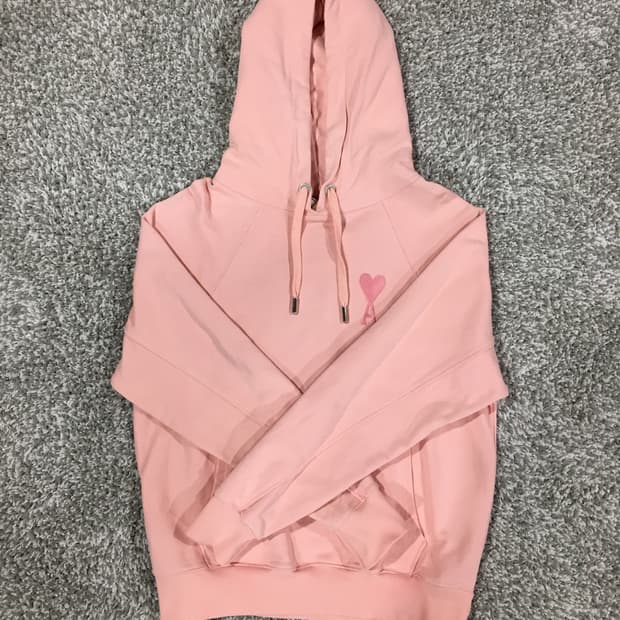 아미 로고 핑크 후드티