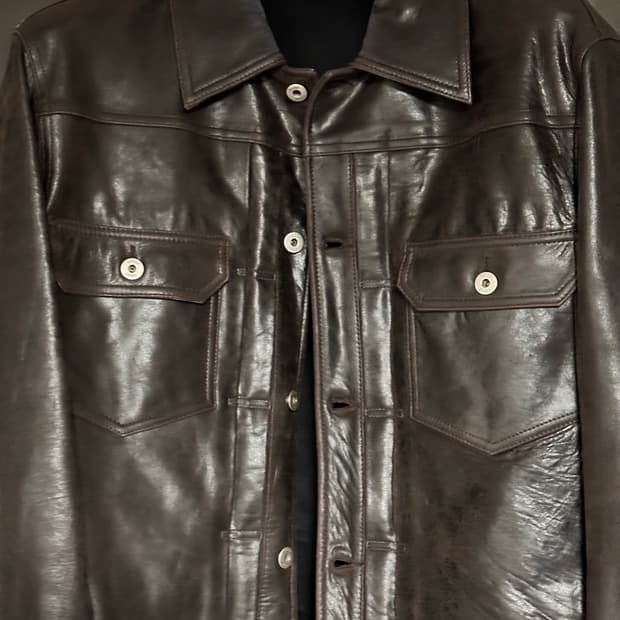 쿠어 램스킨 트러커 자켓 브라운 L