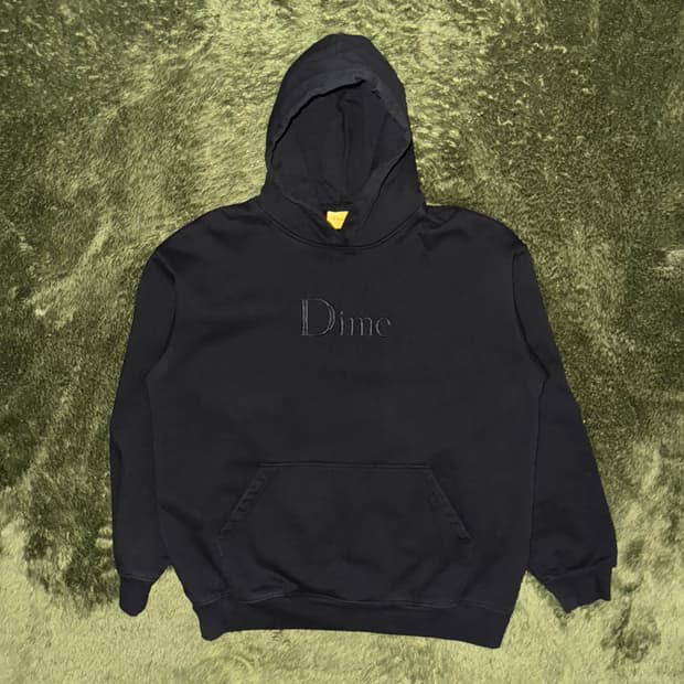 [XL] DIME 다임 엠브로더리 로고 루즈 핏 후디 후드티 블랙