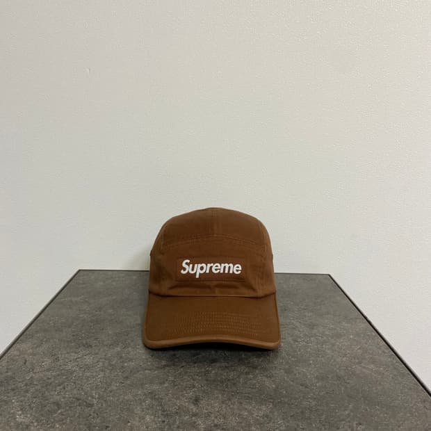 (OS) 슈프림 박스로고 캠프캡 모자 워시드 브라운