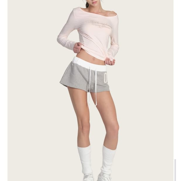 클리시어 09 numbering shorts, gray/pink