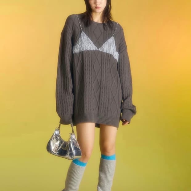 [ANDERSSON BELL] 레이스 란제리 보이프렌드핏 니트