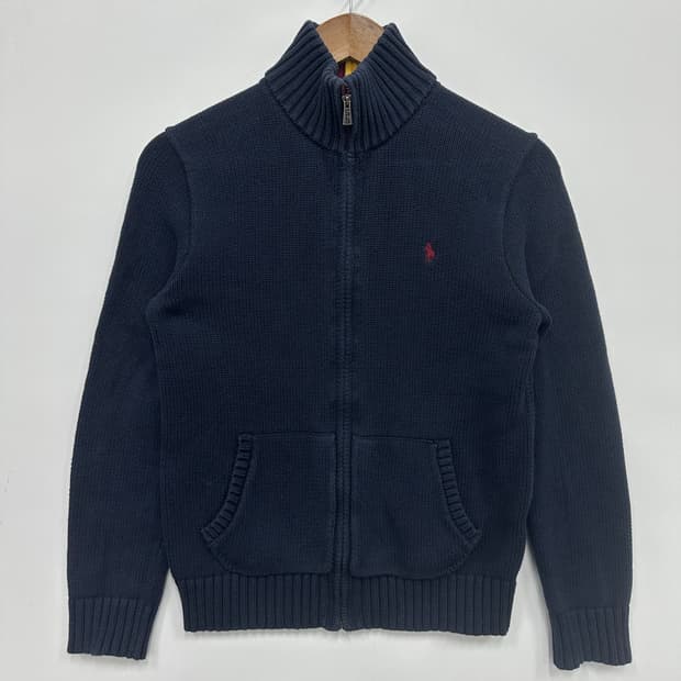 폴로 네이비 니트집업 