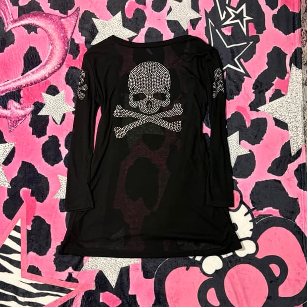 00‘s skull cubic See-through Cardigan