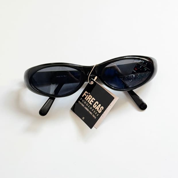 90s FIRE GAS 블랙 볼드 오벌 빈티지 선글라스