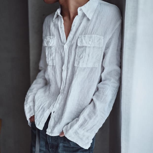 모노프리베 린넨 워크 셔츠 화이트 2사이즈