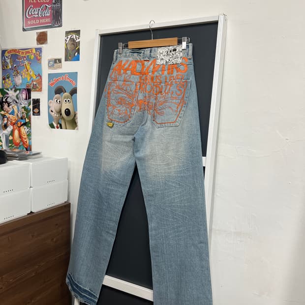 Akademiks 아카데믹 올드스쿨 프린팅 힙합 데님 팬츠