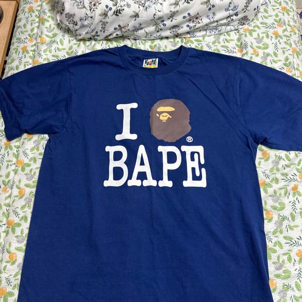 베이프 BAPE 반팔 네이비 L