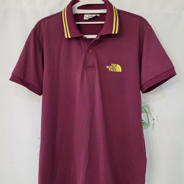 95)노스페이스 화이트라벨 카라 반팔티 버건디