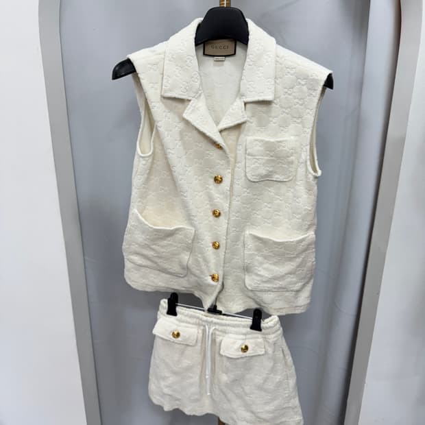 구찌 GG 테리 스커트 조끼 세트