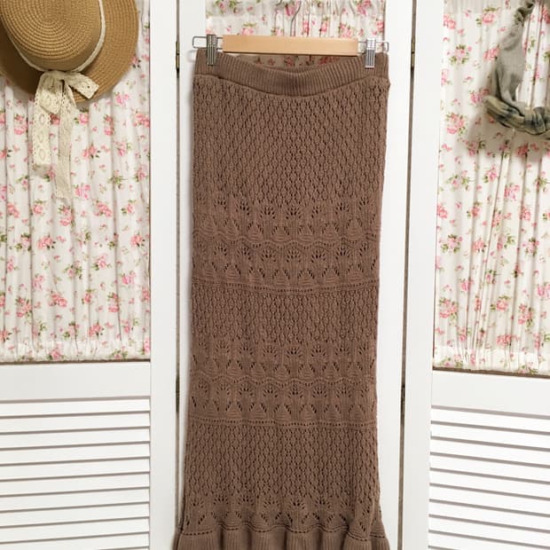 빈티지 브라운 니트 스커트