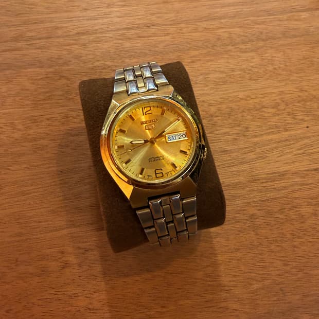 세이코5 골드 오토매틱 시계 37mm