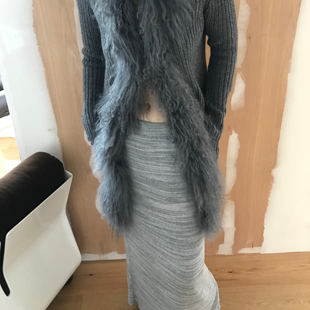 vintage grey long skirt
