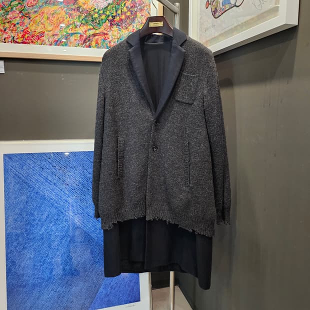 언더커버 17aw 니트 레이어드 코트