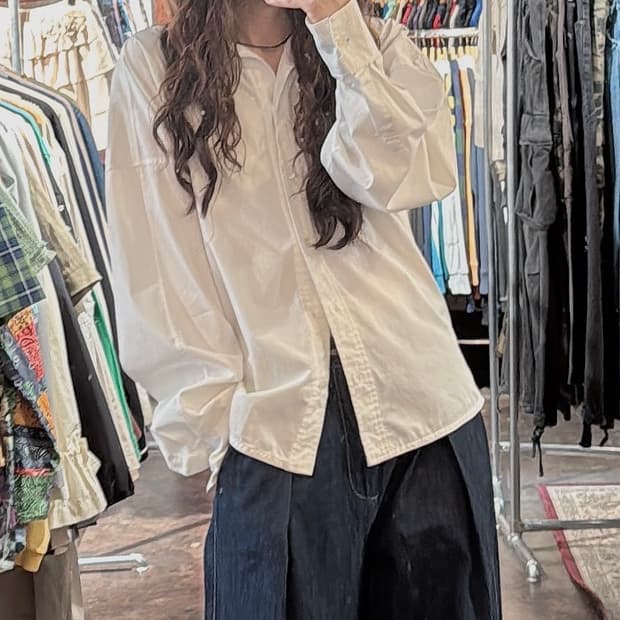 인스턴트펑크 로고 화이트 오버핏 셔츠 블라우스 S