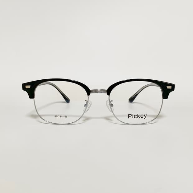 새상품 Pickey 클래식 하금테 그레이투명 안경테  빅사이즈