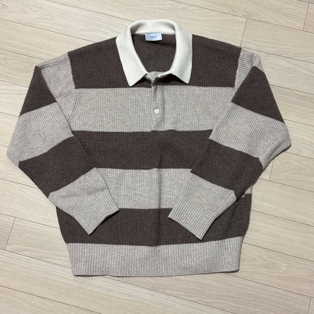 TNGT 오버사이즈 럭비 폴로 니트 브라운 105 TNSW5F116W2